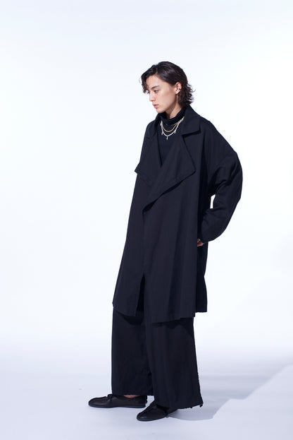COTTON DRILL EMBROIDERY CUT-OUT DRAPE COAT