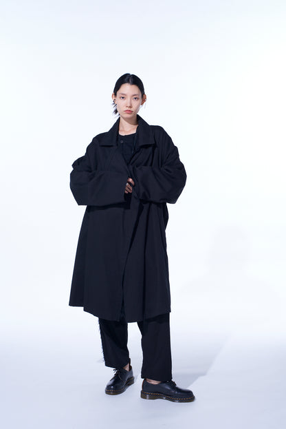 COTTON DRILL EMBROIDERY CUT-OUT DRAPE COAT