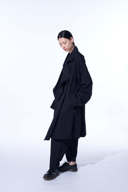 COTTON DRILL EMBROIDERY CUT-OUT DRAPE COAT