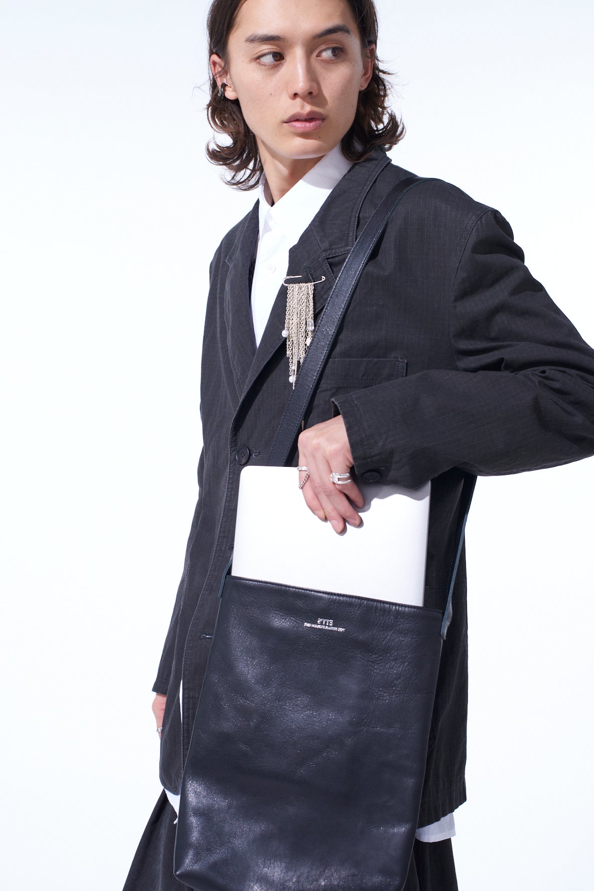 LEATHER PANEL SHOULDER BAG