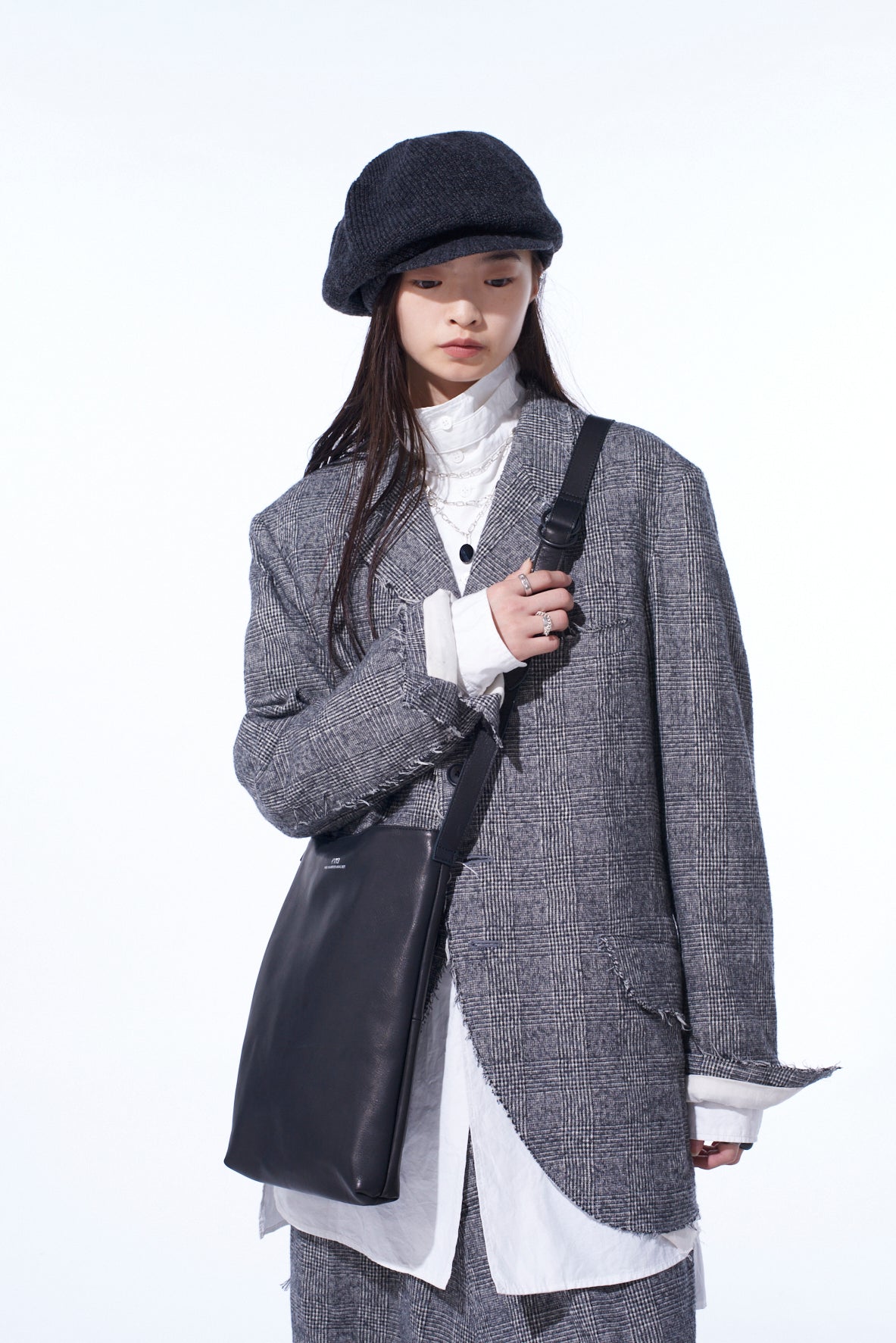 LEATHER PANEL SHOULDER BAG