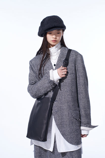 LEATHER PANEL SHOULDER BAG