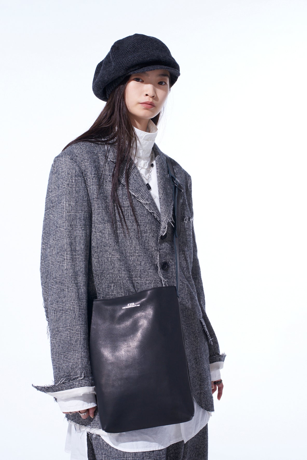 LEATHER PANEL SHOULDER BAG