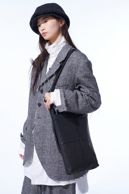 LEATHER PANEL SHOULDER BAG