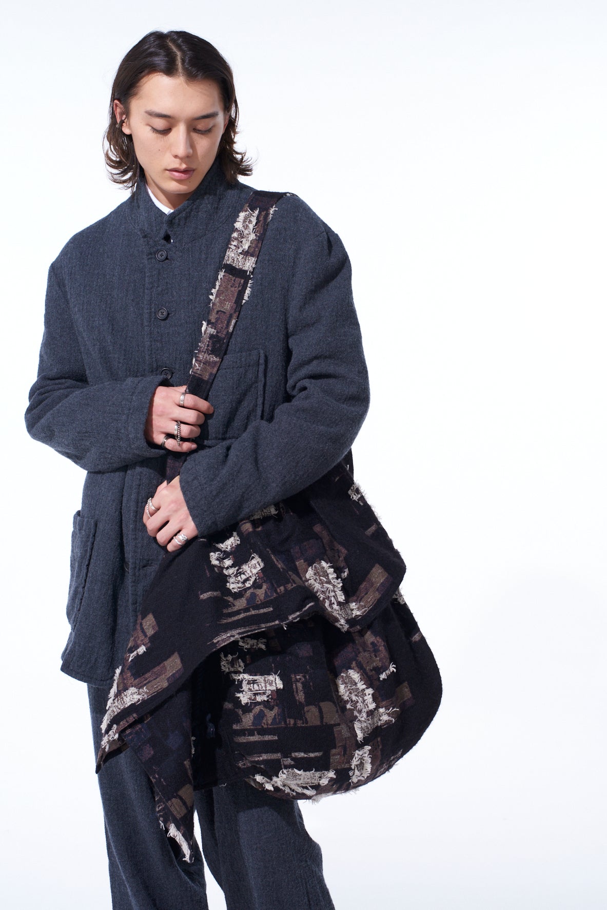 PATCHWORK CUT JACQUARD DRAPED SHOULDER BAG – THE SHOP YOHJI YAMAMOTO