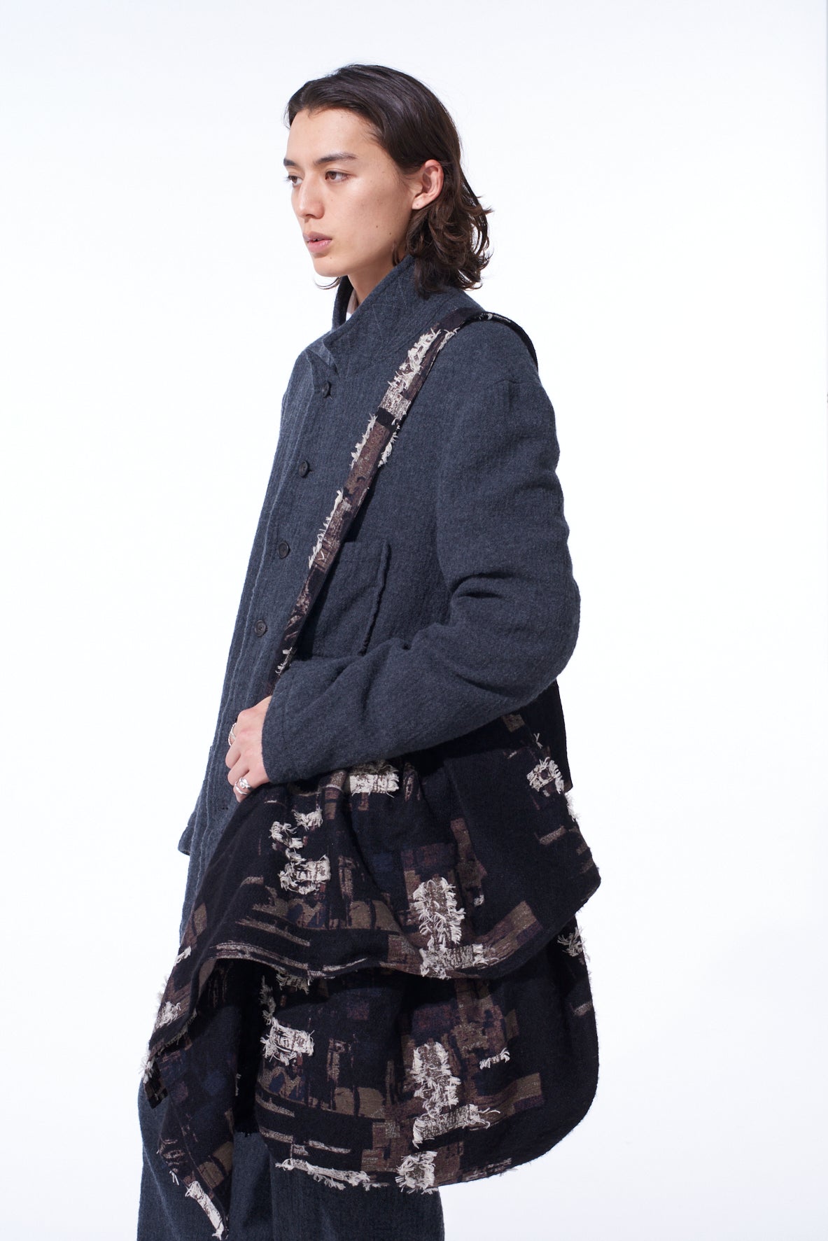 PATCHWORK CUT JACQUARD DRAPED SHOULDER BAG – THE SHOP YOHJI YAMAMOTO