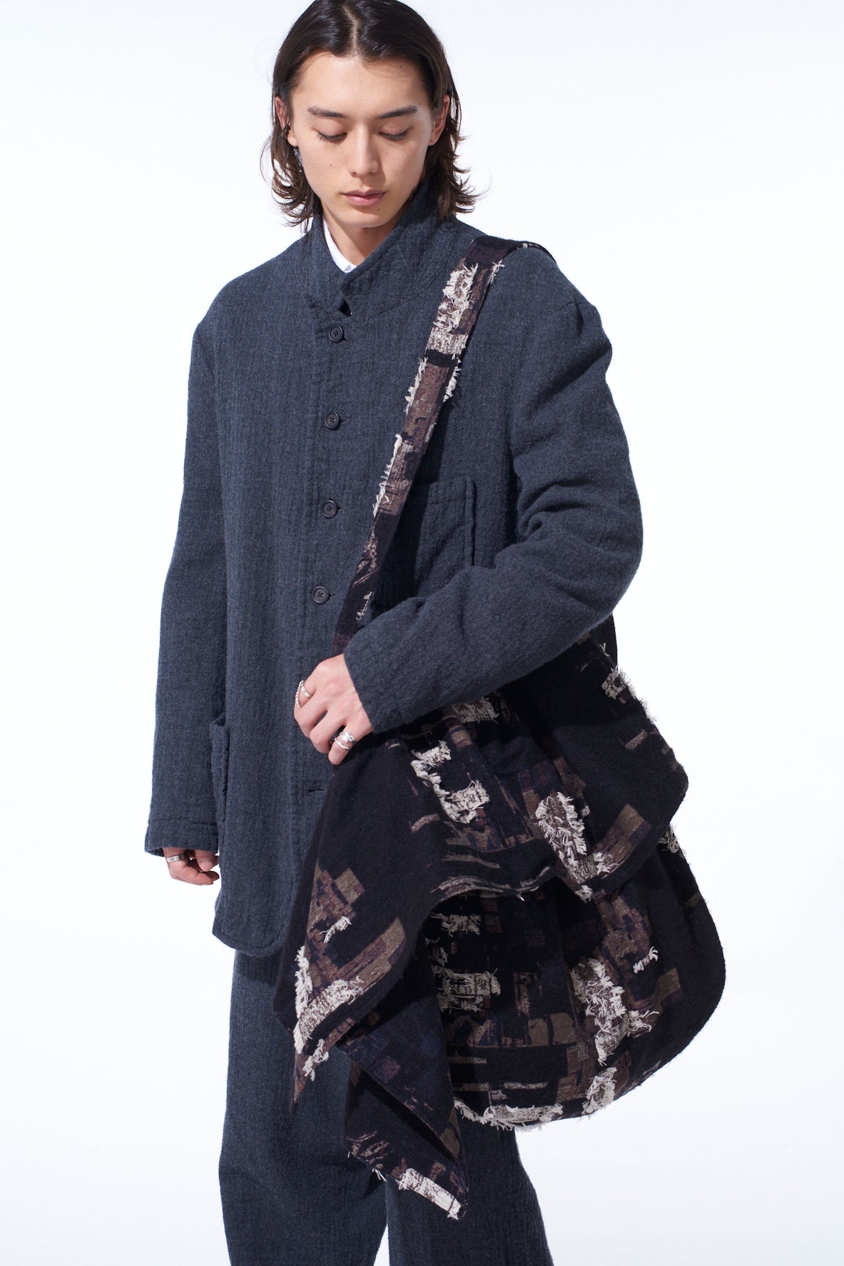PATCHWORK CUT JACQUARD DRAPED SHOULDER BAG – THE SHOP YOHJI YAMAMOTO