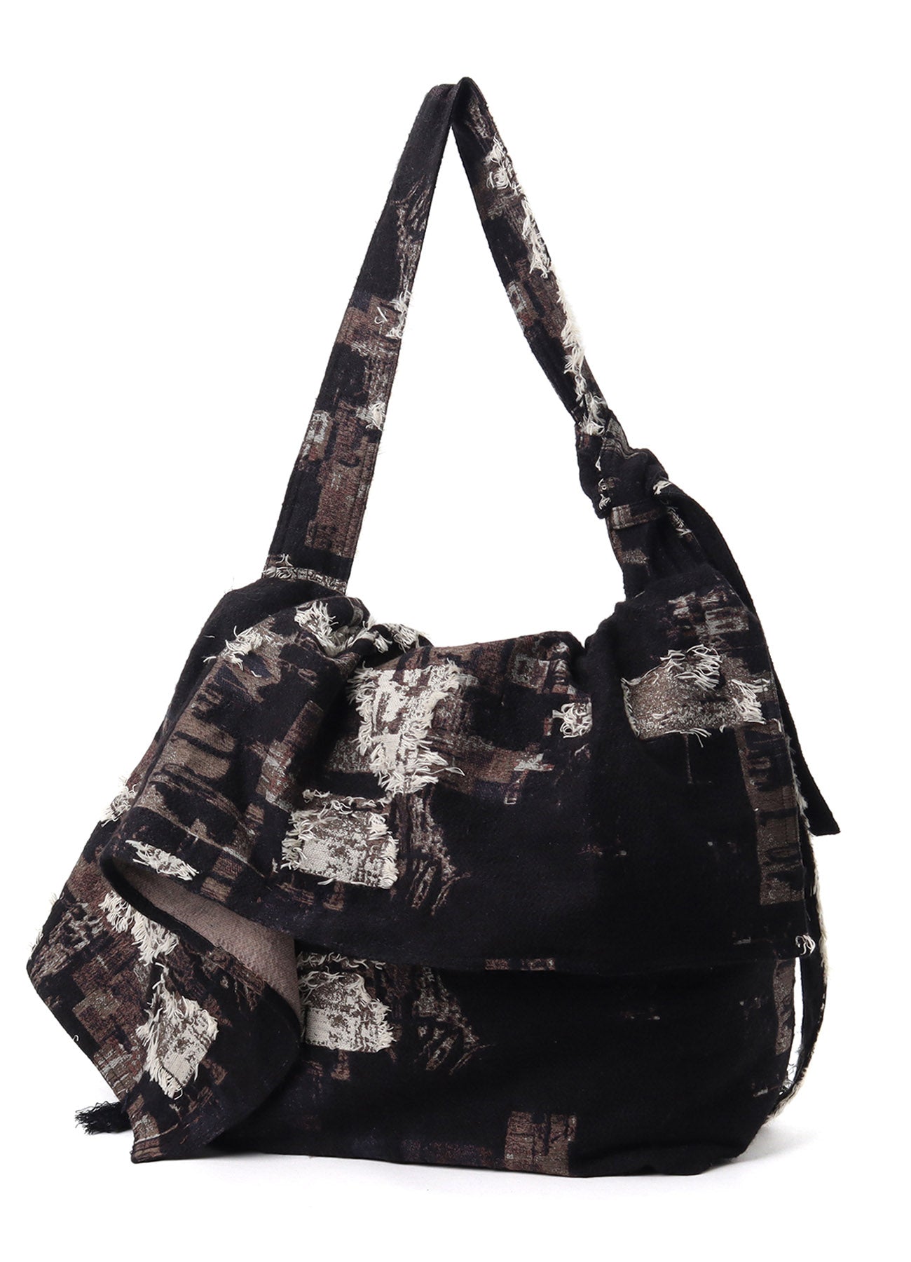 PATCHWORK CUT JACQUARD DRAPED SHOULDER BAG