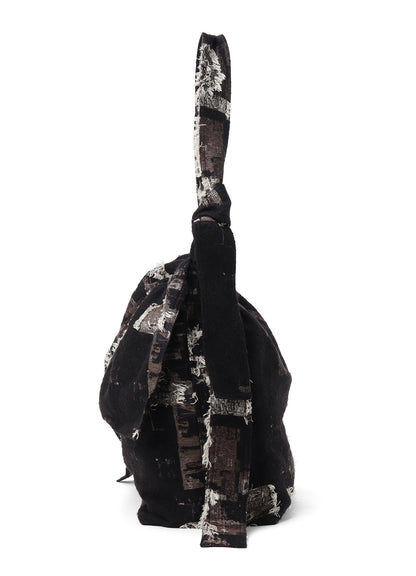 PATCHWORK CUT JACQUARD DRAPED SHOULDER BAG