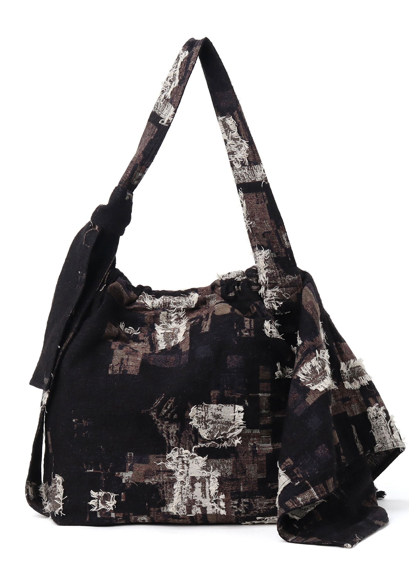 PATCHWORK CUT JACQUARD DRAPED SHOULDER BAG