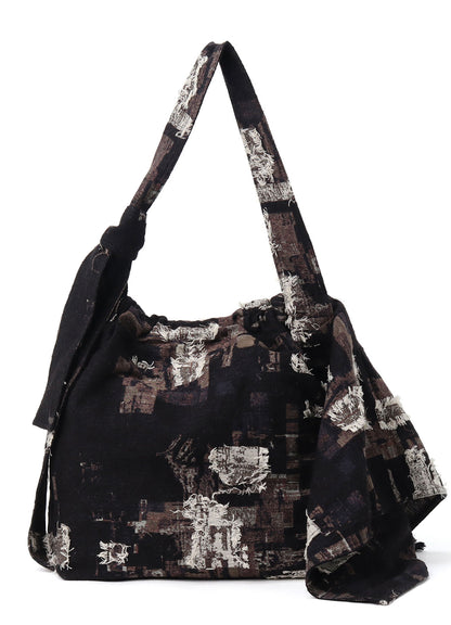 PATCHWORK CUT JACQUARD DRAPED SHOULDER BAG