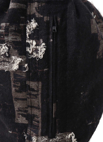 PATCHWORK CUT JACQUARD DRAPED SHOULDER BAG