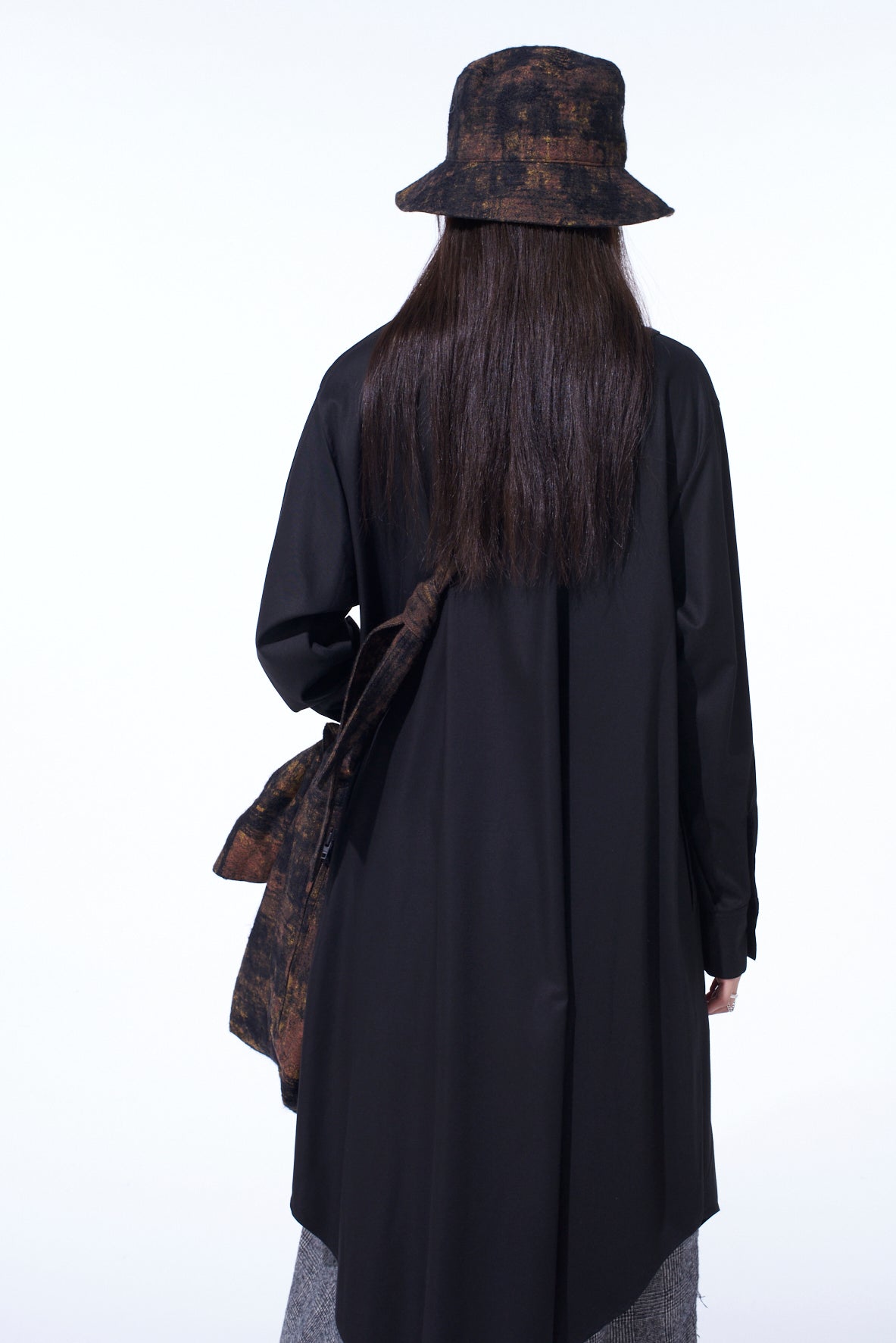 CHECK JACQUARD DRAPED SHOULDER BAG