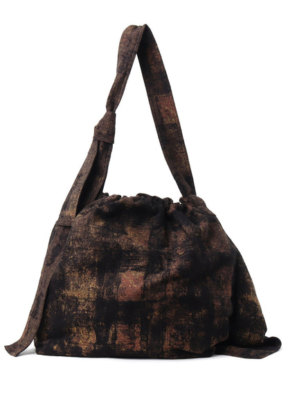 CHECK JACQUARD DRAPED SHOULDER BAG