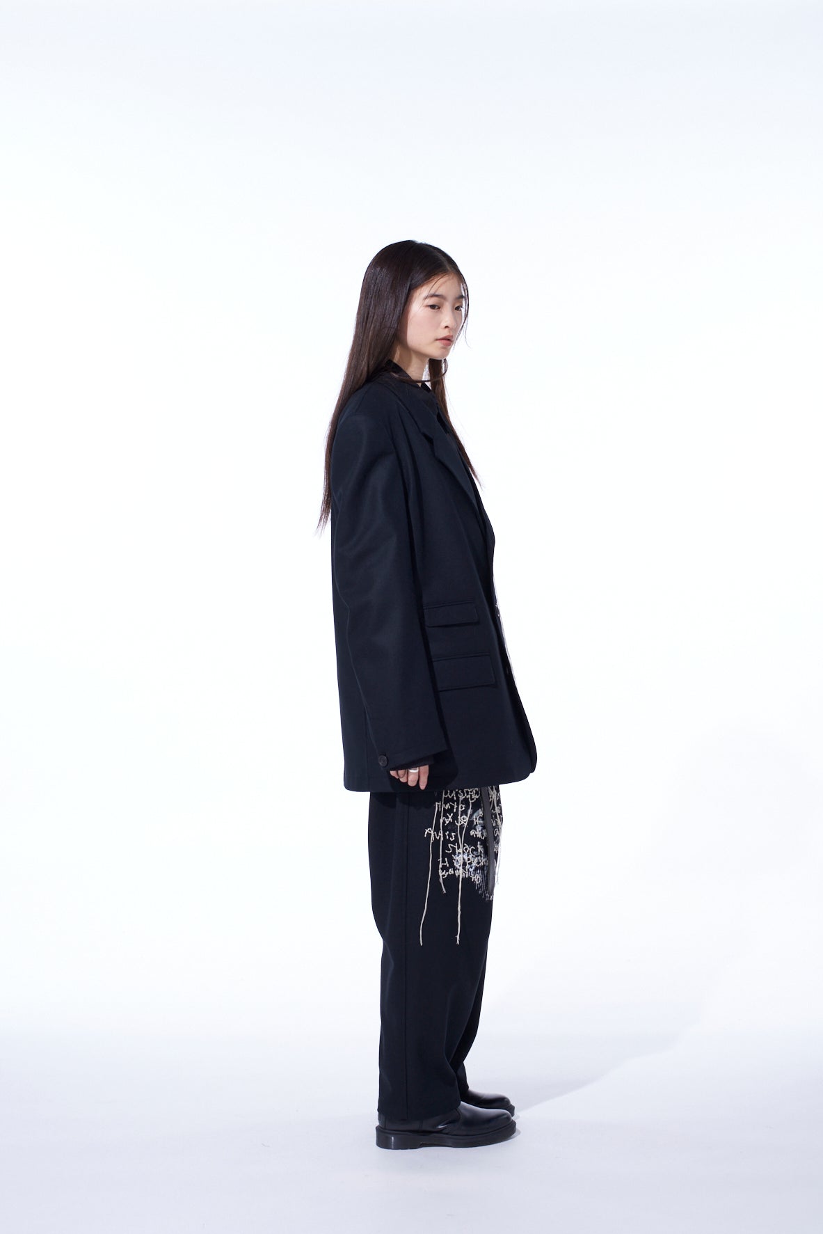 LAMB WOOL PRINTED MESSEGE EMBROIDERY TAILORED JACKET