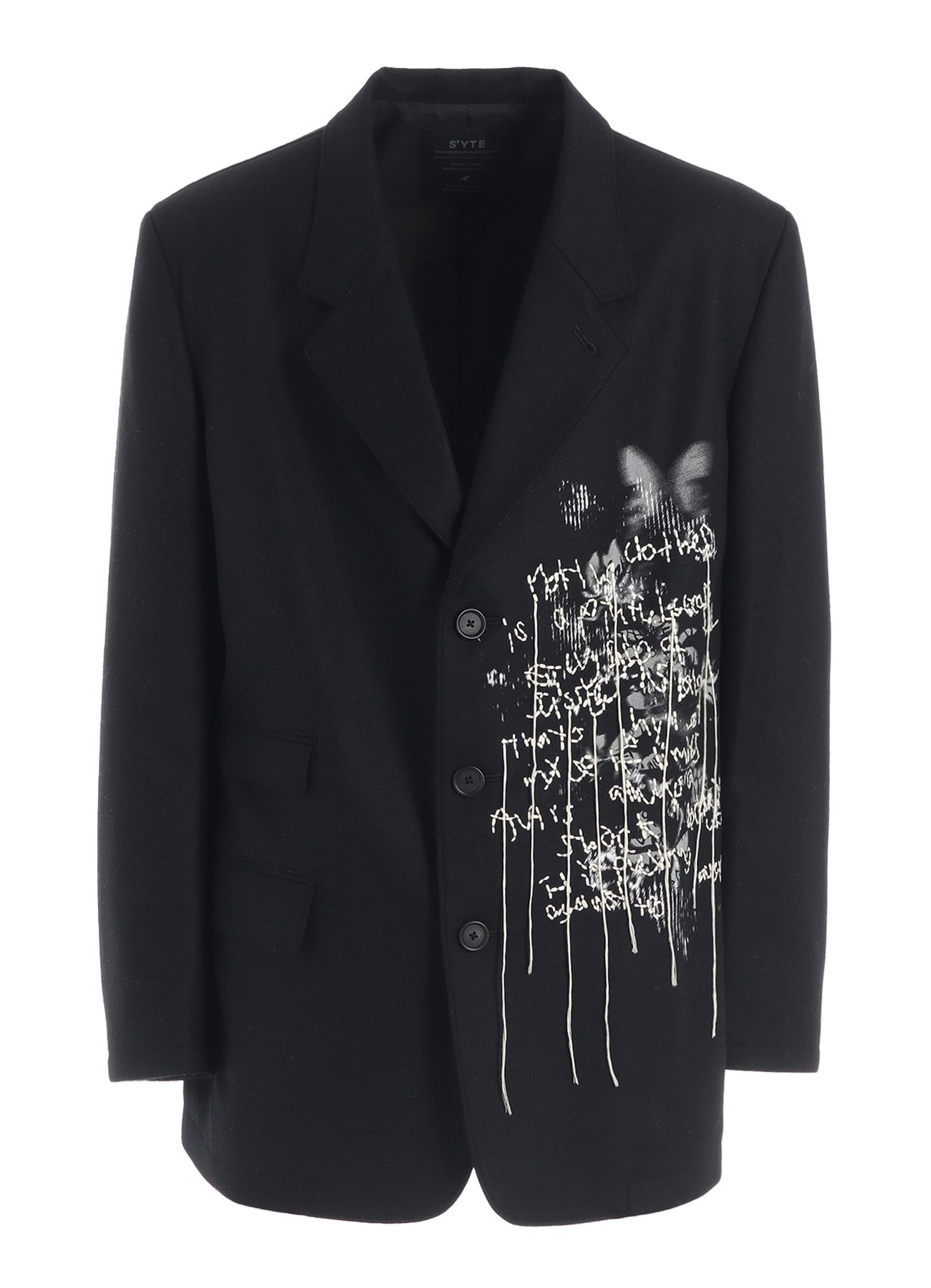 LAMB WOOL PRINTED MESSEGE EMBROIDERY TAILORED JACKET