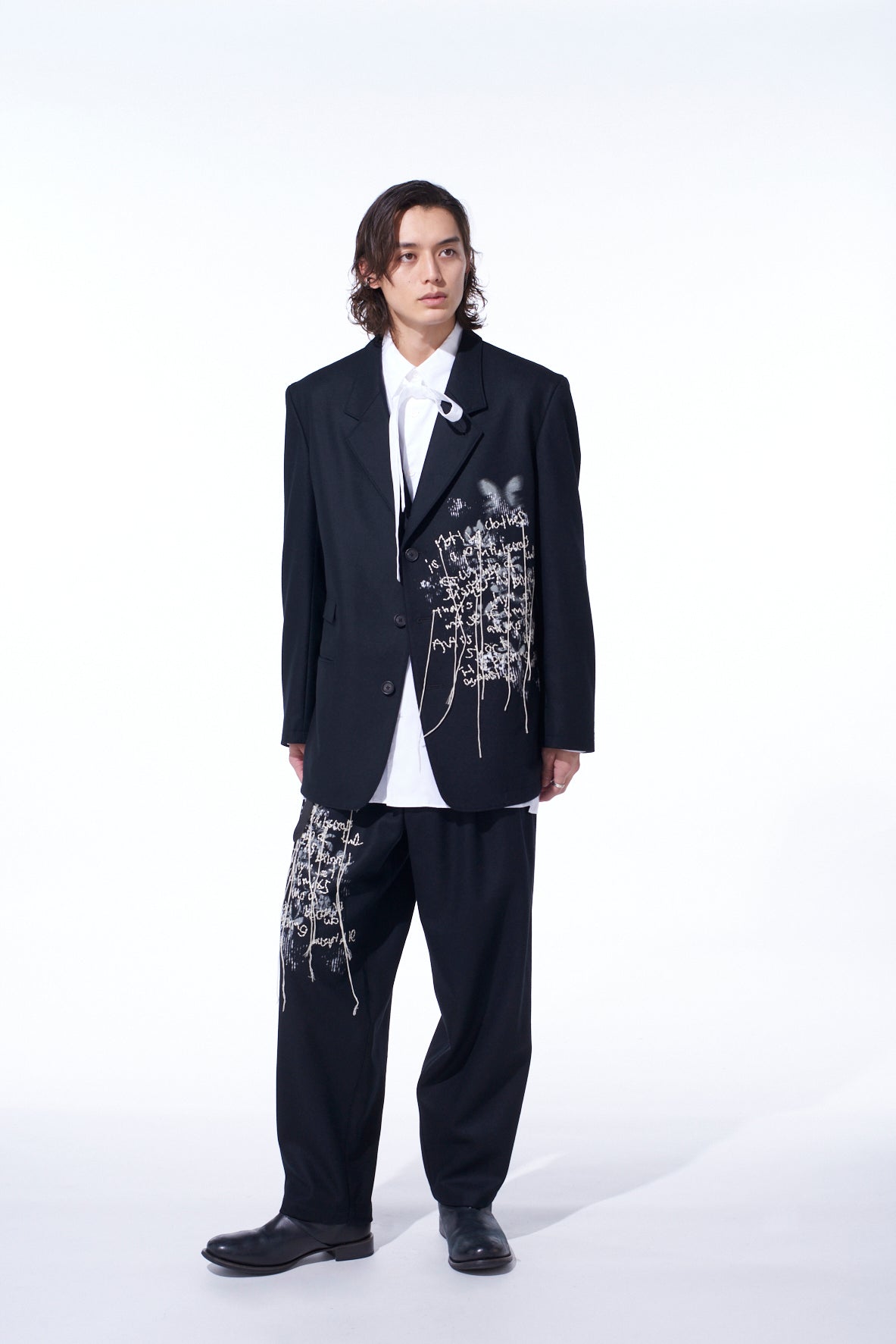 LAMB WOOL PRINTED MESSEGE EMBROIDERY TAILORED JACKET – THE SHOP
