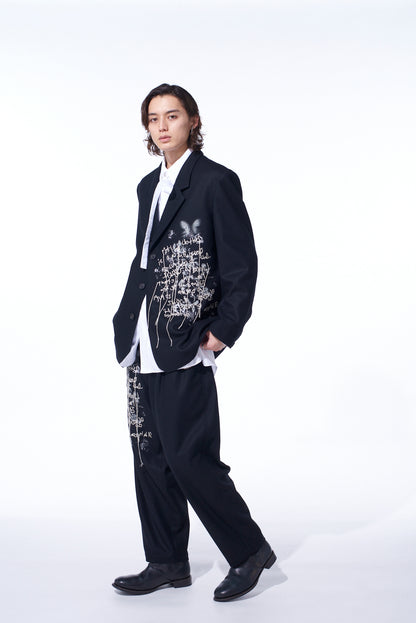 LAMB WOOL PRINTED MESSEGE EMBROIDERY TAILORED JACKET