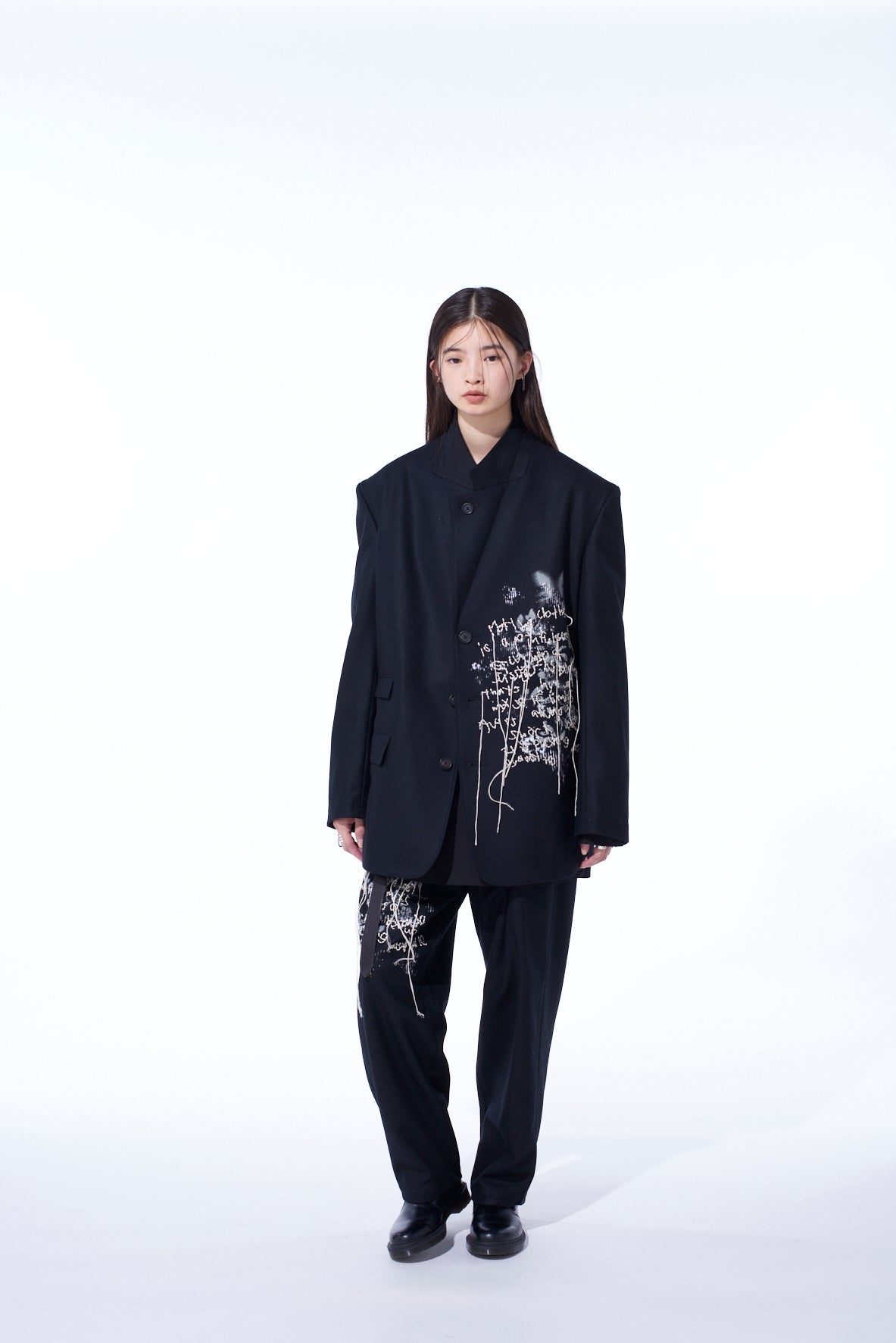 LAMB WOOL PRINTED MESSEGE EMBROIDERY TAILORED JACKET – THE SHOP
