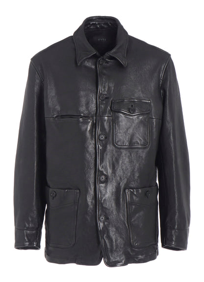WASHED SHEEP LEATHER COVERALL WITH WORKWEAR DETAILS