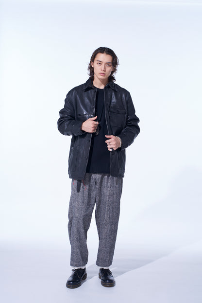 WASHED SHEEP LEATHER COVERALL WITH WORKWEAR DETAILS