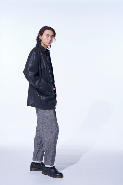 WASHED SHEEP LEATHER COVERALL WITH WORKWEAR DETAILS