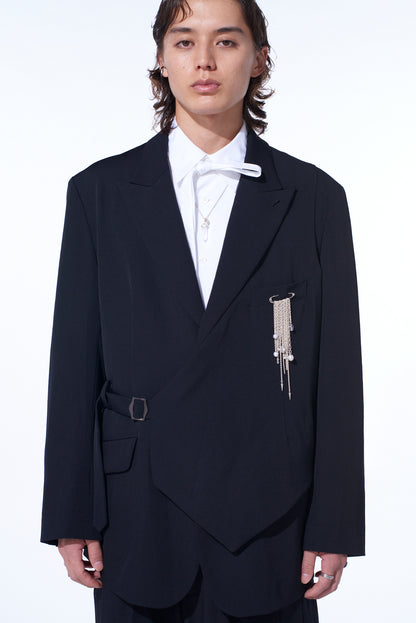 WASHER WOOL GABARDINE VEST FRONT JACKET