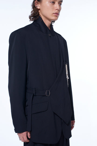 WASHER WOOL GABARDINE VEST FRONT JACKET