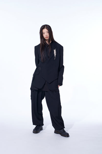WASHER WOOL GABARDINE VEST FRONT JACKET