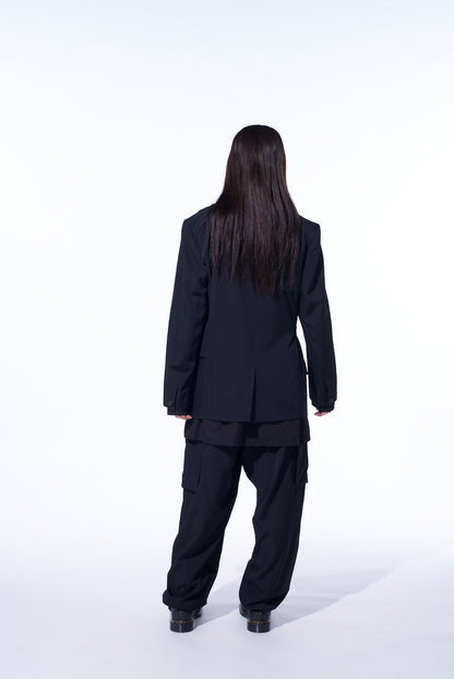 WASHER WOOL GABARDINE VEST FRONT JACKET