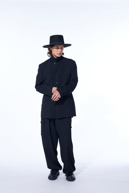 WASHER WOOL GABARDINE ASYMMETRIC POCKET JACKET