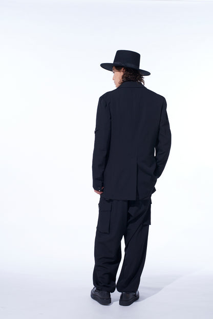 WASHER WOOL GABARDINE ASYMMETRIC POCKET JACKET