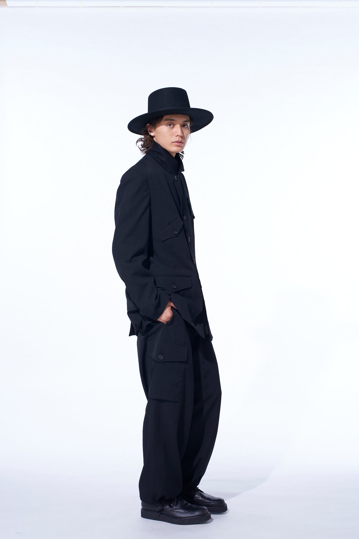 WASHER WOOL GABARDINE ASYMMETRIC POCKET JACKET