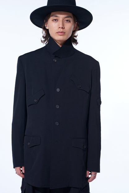 WASHER WOOL GABARDINE ASYMMETRIC POCKET JACKET