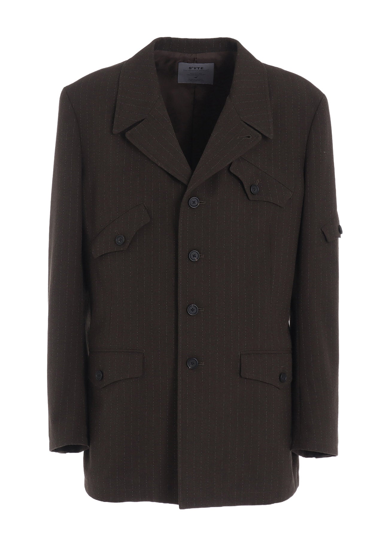 STRIPED SILK ANGORA WOOL ASYMMETRIC POCKET JACKET – THE SHOP YOHJI