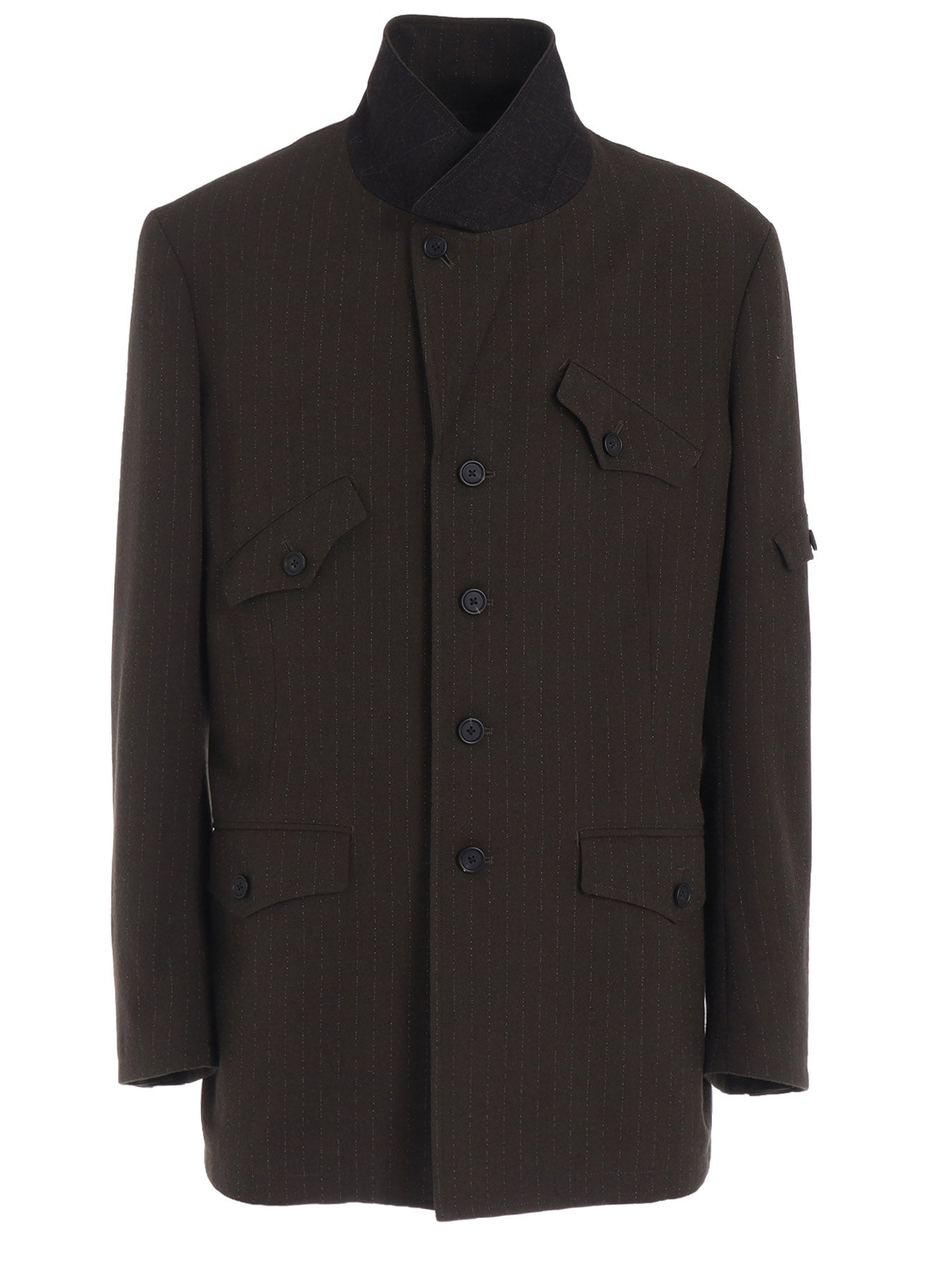STRIPED SILK ANGORA WOOL ASYMMETRIC POCKET JACKET – THE SHOP YOHJI