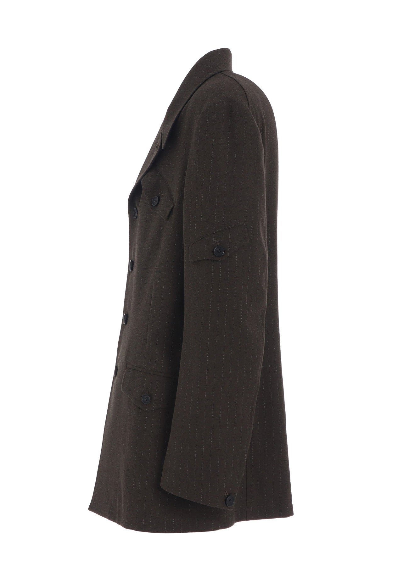 STRIPED SILK ANGORA WOOL ASYMMETRIC POCKET JACKET