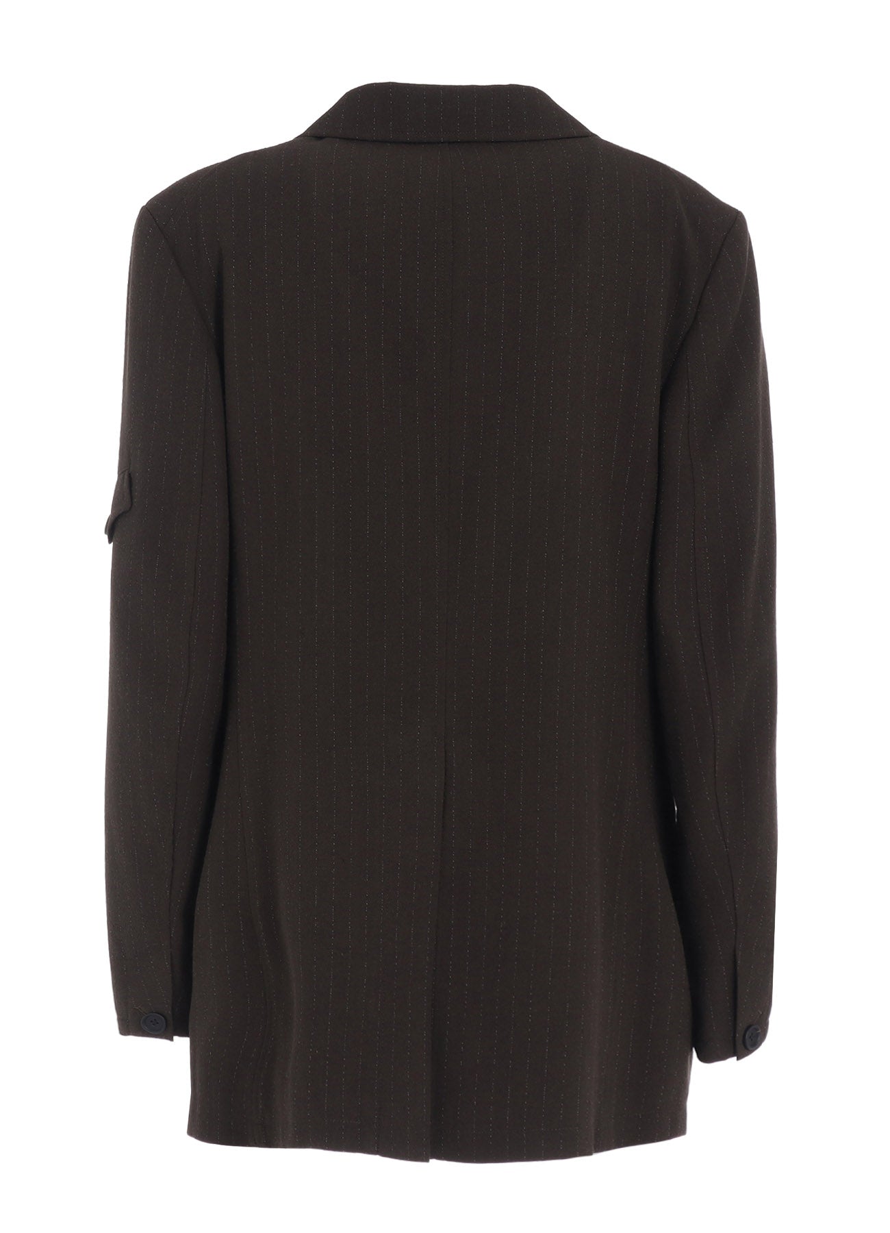 STRIPED SILK ANGORA WOOL ASYMMETRIC POCKET JACKET