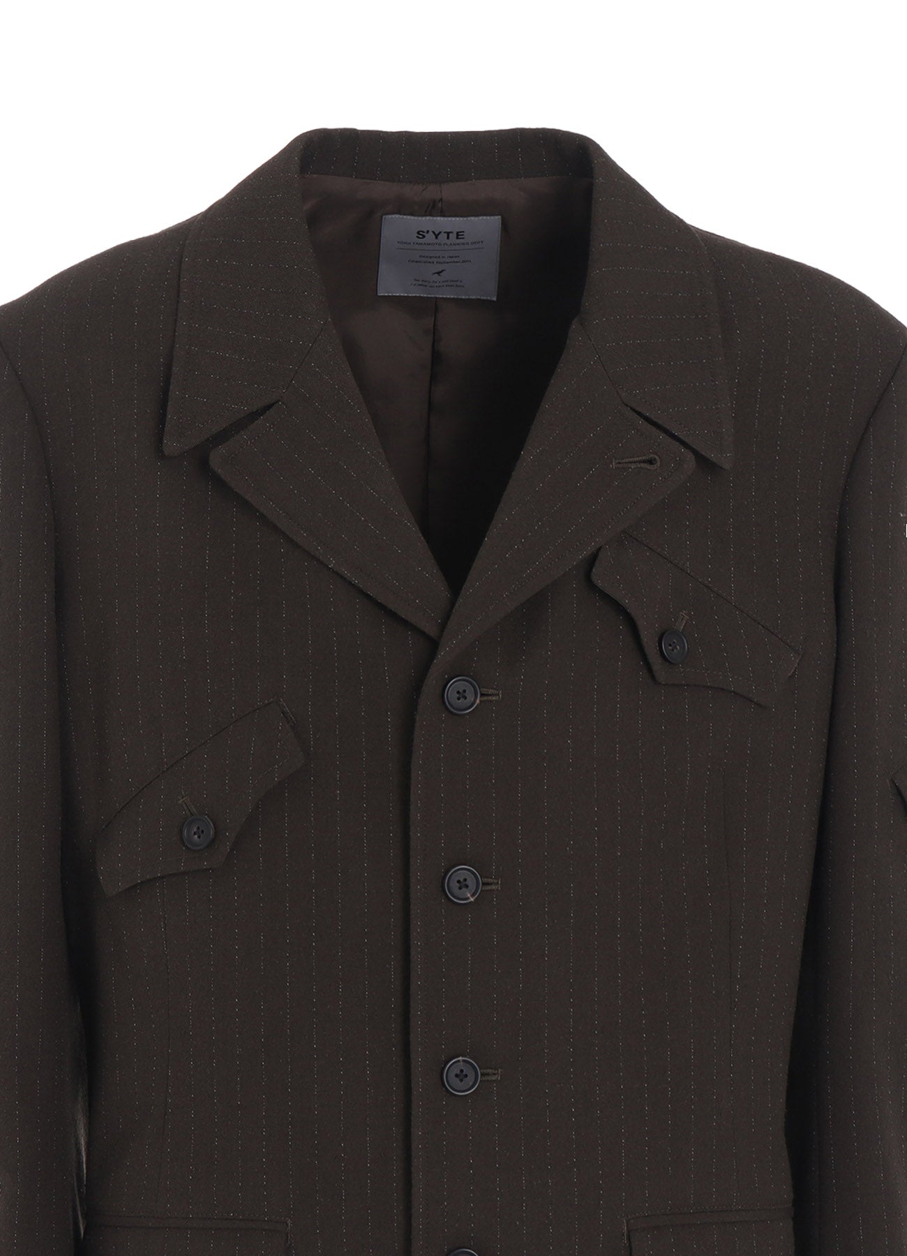 STRIPED SILK ANGORA WOOL ASYMMETRIC POCKET JACKET