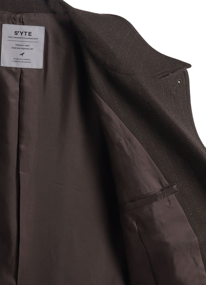 STRIPED SILK ANGORA WOOL ASYMMETRIC POCKET JACKET