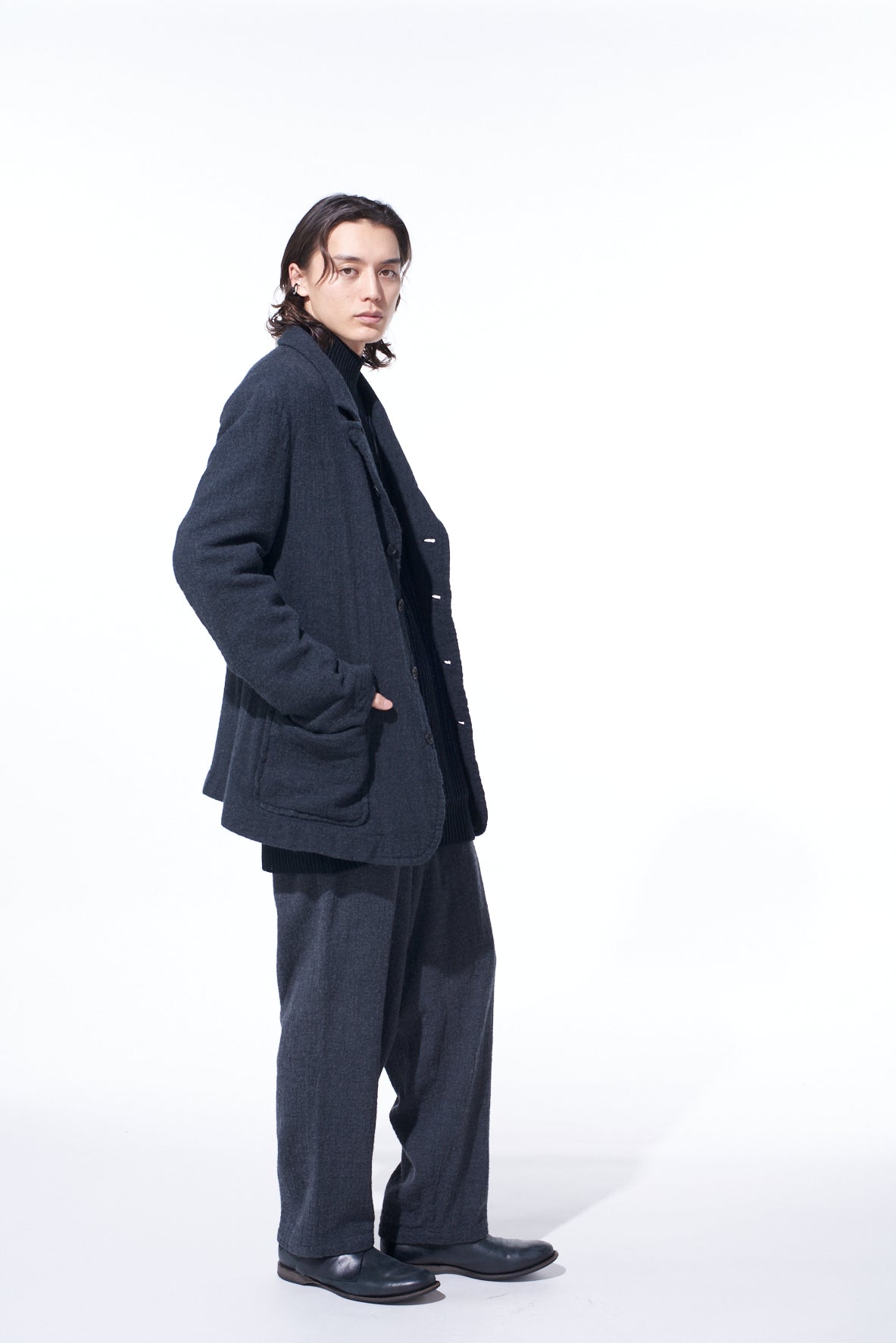 WOOL GAUZE SEMI-PEAKED JACKET – THE SHOP YOHJI YAMAMOTO