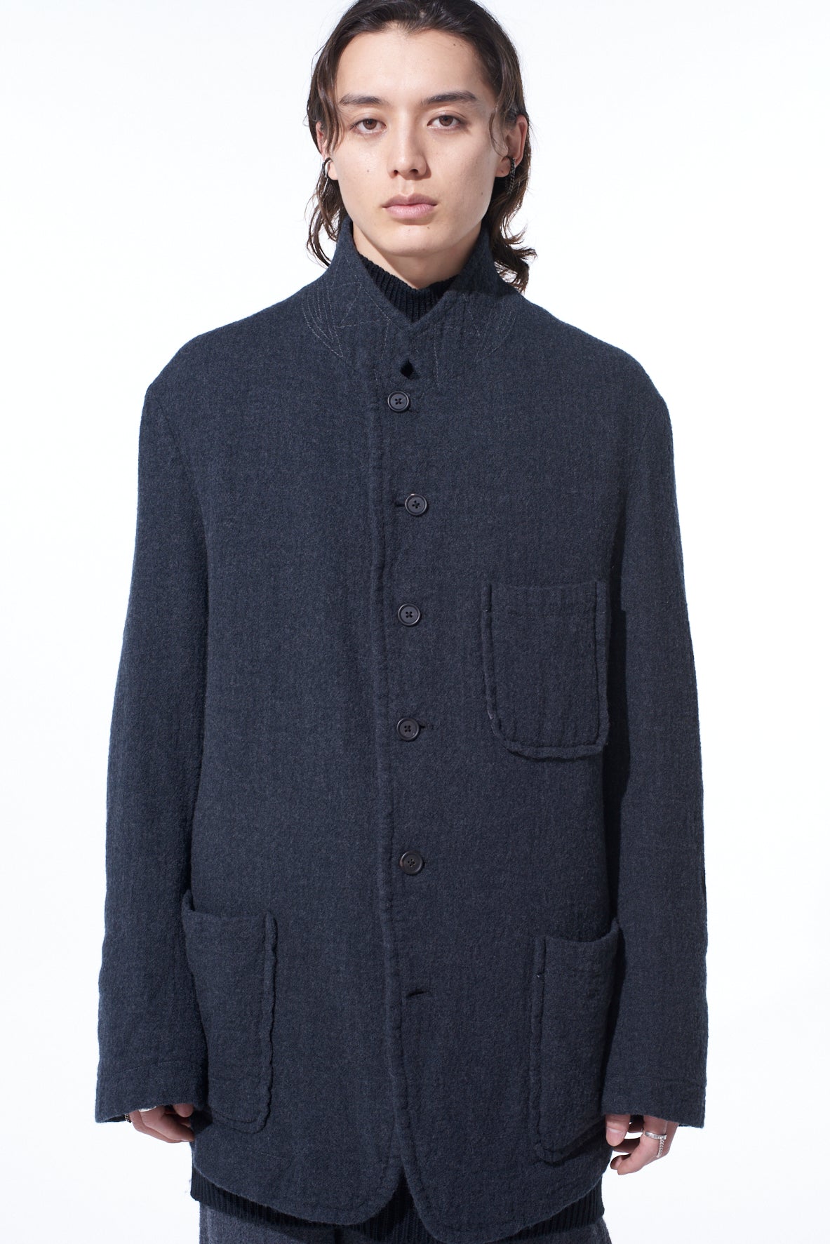 argue BISHU WOOL GAUZE STOLE  ◾️smoke ARGUE - argue BISHU WOOL GAUZE STOLE ◾️smokeの通販 by stella's