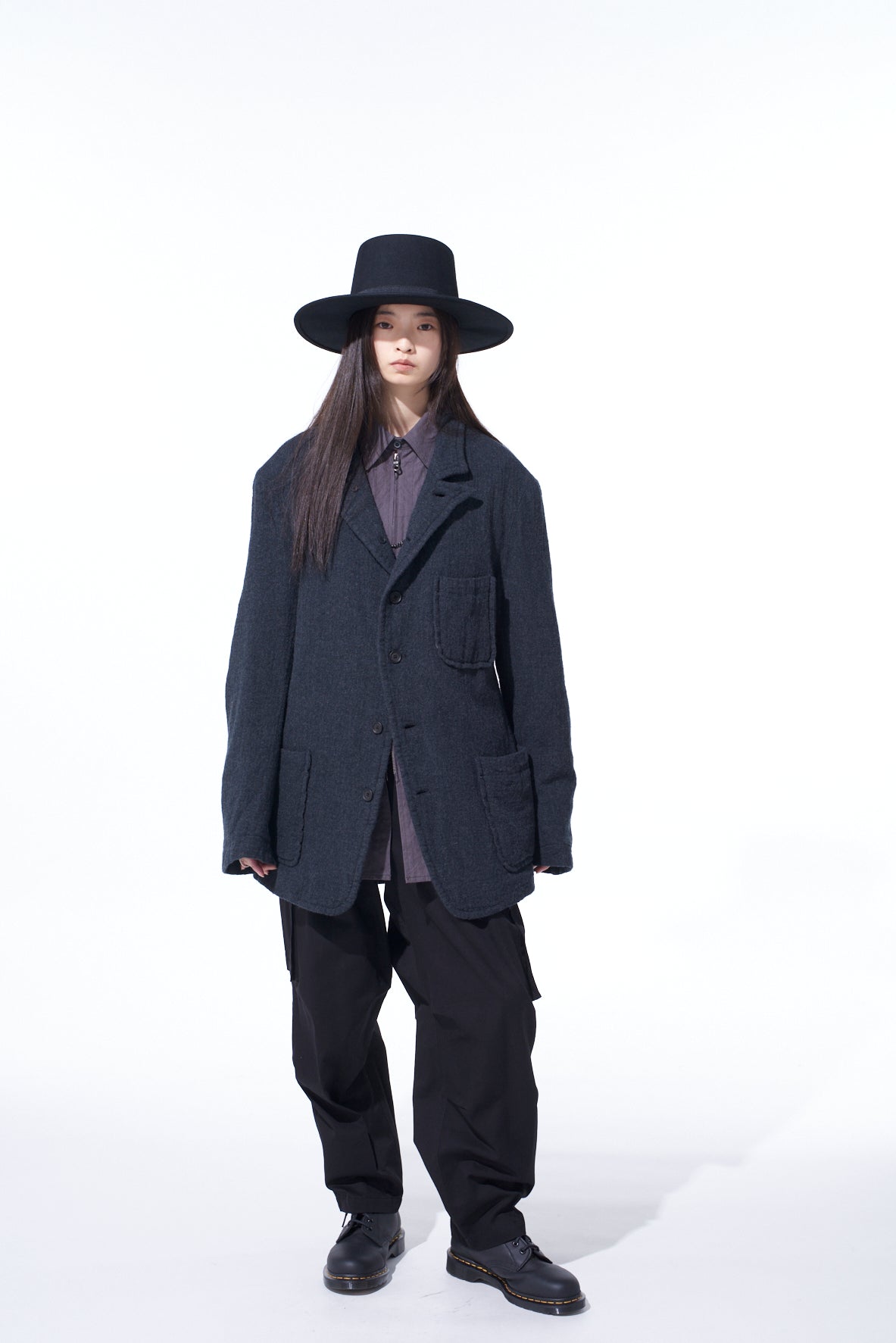 WOOL GAUZE SEMI-PEAKED JACKET