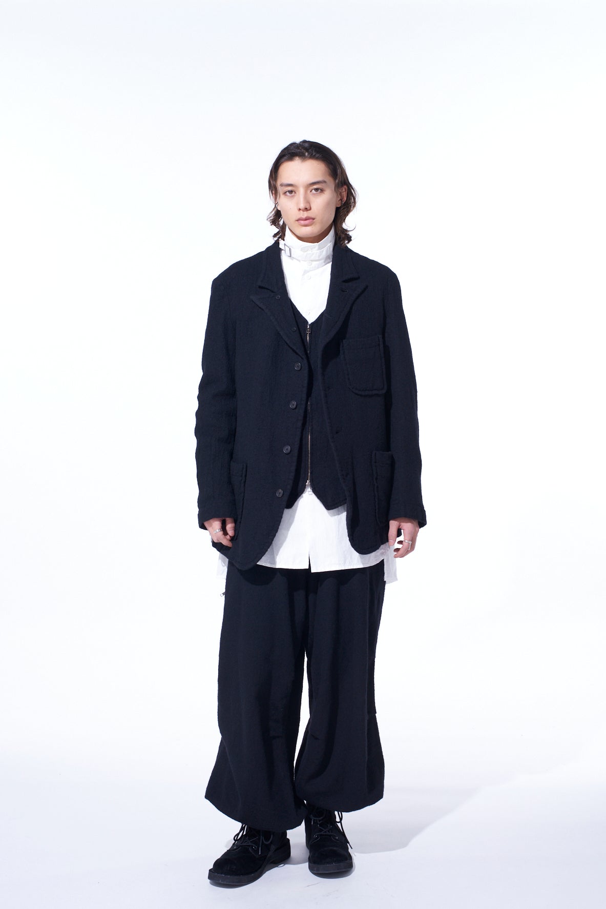 WOOL GAUZE SEMI-PEAKED JACKET