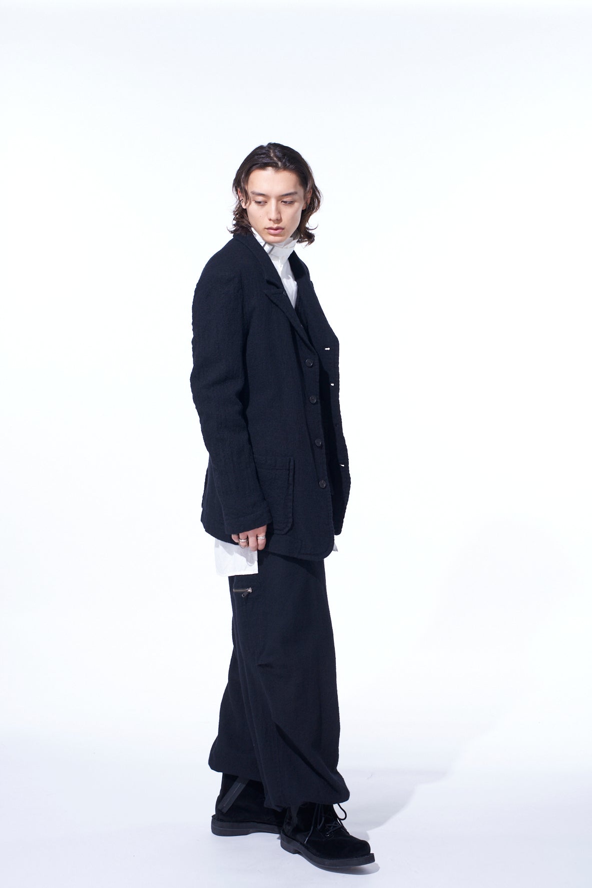 WOOL GAUZE SEMI-PEAKED JACKET