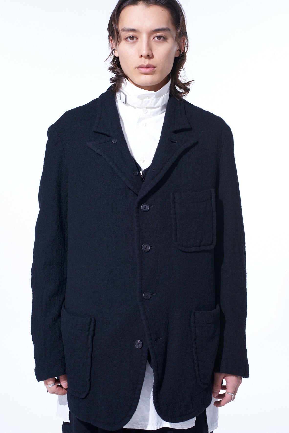 WOOL GAUZE SEMI-PEAKED JACKET – THE SHOP YOHJI YAMAMOTO