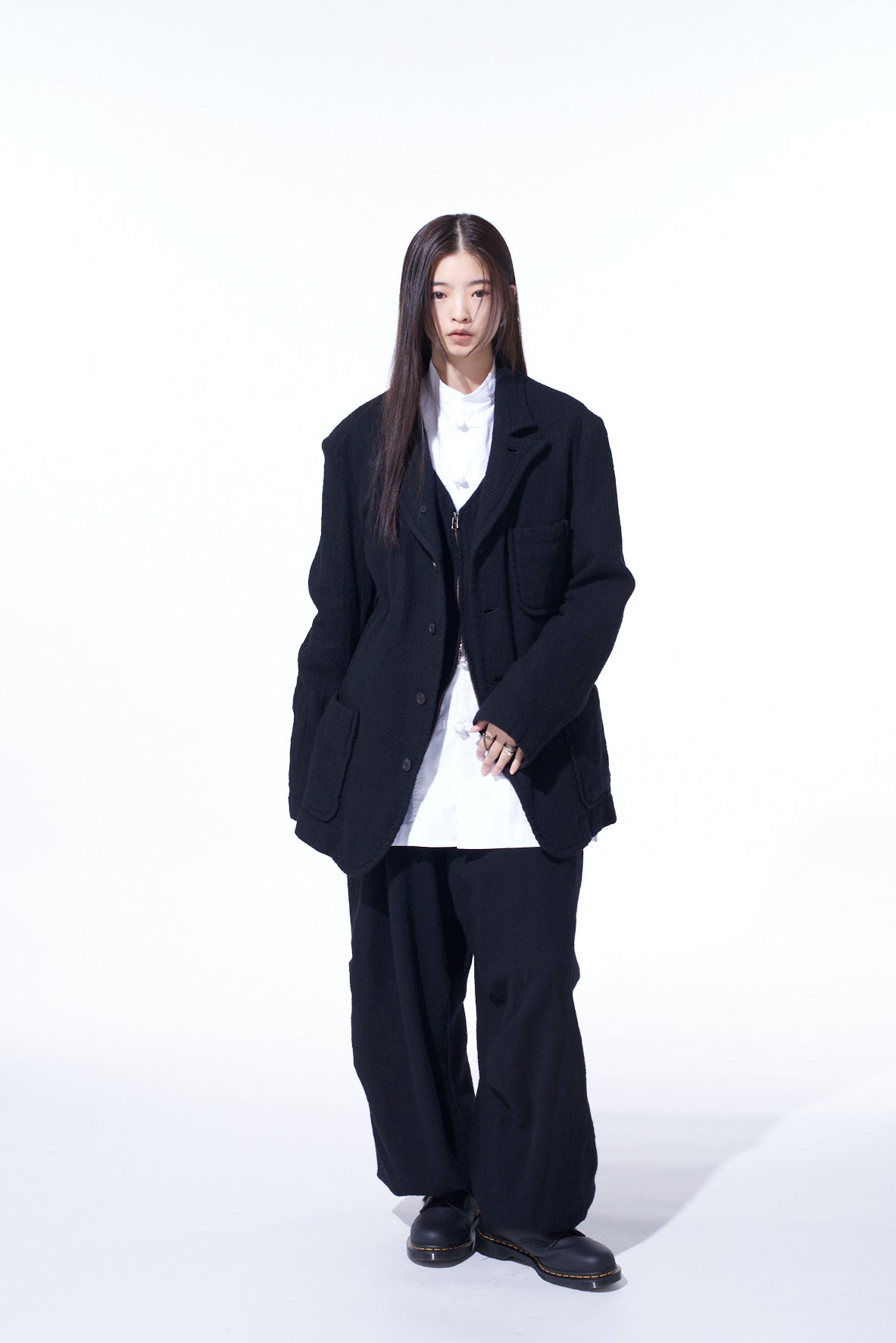 WOOL GAUZE SEMI-PEAKED JACKET
