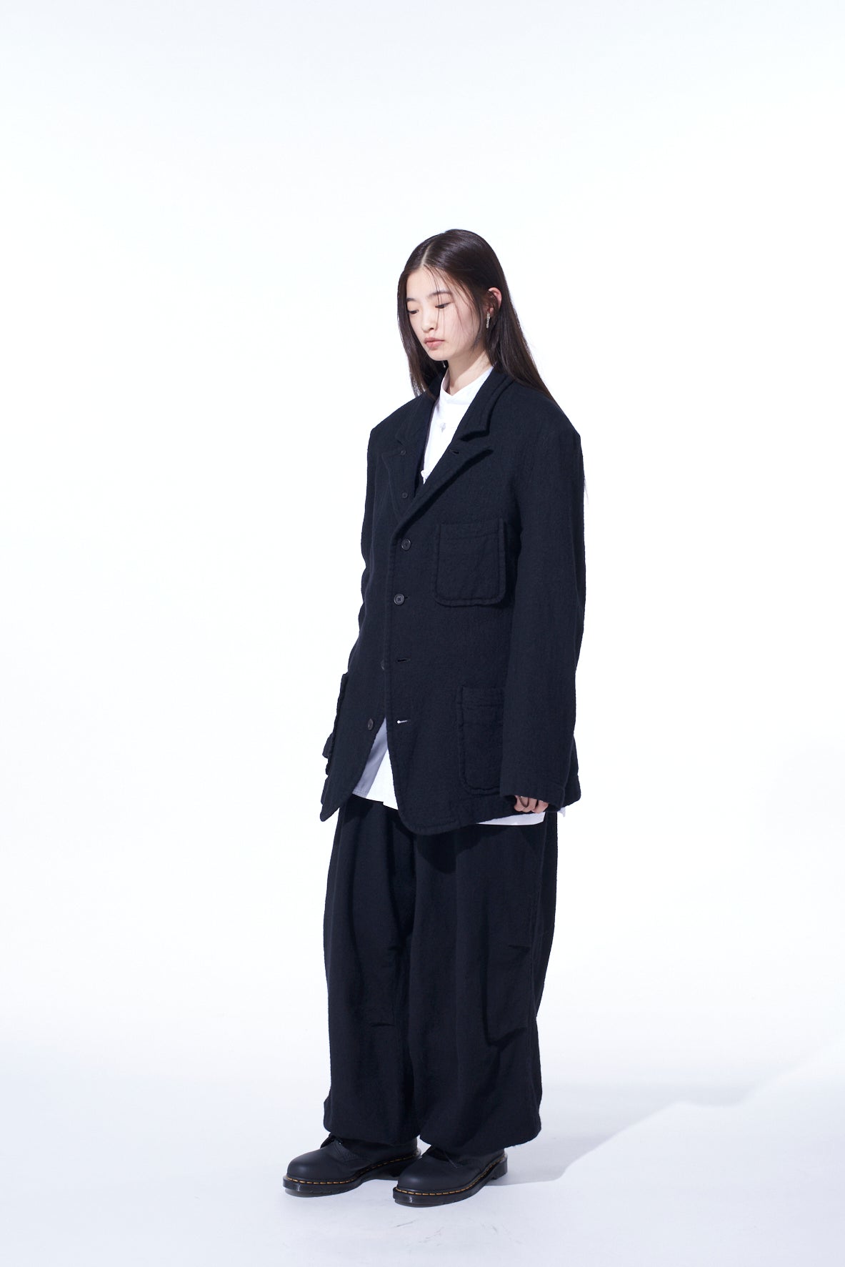 WOOL GAUZE SEMI-PEAKED JACKET