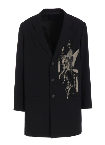 WASHER WOOL GABARDINE PRINT EMBROIDERY TAILORED JACKET