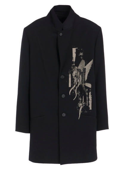WASHER WOOL GABARDINE PRINT EMBROIDERY TAILORED JACKET